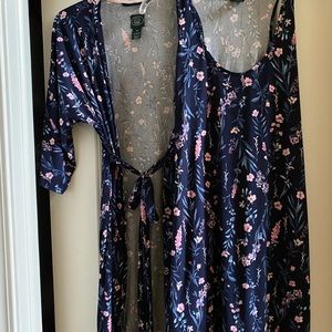 Laura Ashley Mid-Length Tank Nightgown w/Robe M